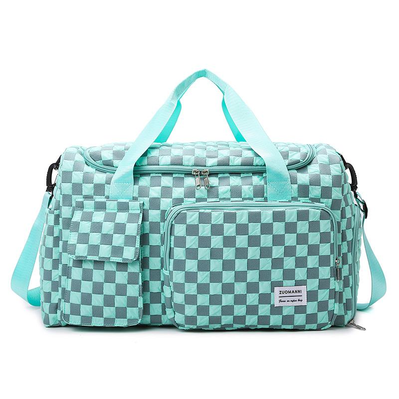 Fashion Large Capacity Checkerboard Pattern Duffle Handbag, Lightweight Travel Luggage Storage Bag, Portable Sports Fitness Bag