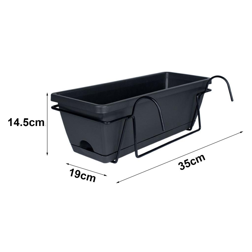 Balcony Railing Planter Plant Basket Fence Planter with Rack and Tray Flowerpot Window Box Planter for Deck Yard Countryside