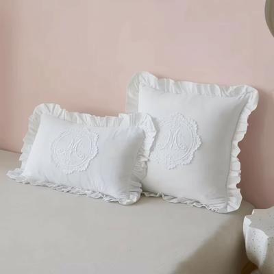 French Lace Cushion Cover with Lotus Frill Bedroom Pillow Shell Comfortable Pillow Cover