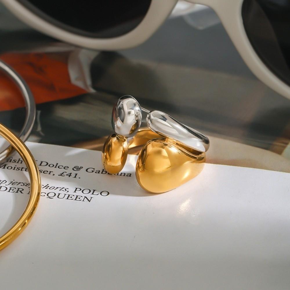 Double Layer Smooth Open Rings 18k Gold Women Jewelry Minimalist Gold Plated Ring  Party Gifts