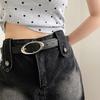 Pu Black Versatile Belt With Timeless Moon Design For Fashionable Looks Denim