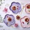 Piatto Piccolo in Ceramica Fiori di Pruno Multiuso 14cm Ciotole Rialzate per Animali Domestici Colore Solido Multicolore Ciotola per Cibo Gatti