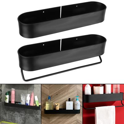 Dusch-Aufbewahrungskorb, Badetuchhalter, Wandregale, Küchen-Organizer, Badezimmerregal ohne Bohren, Schwarz