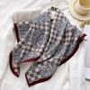 Korean Version of Qiandongge Silk Scarf, Thin Small Square Scarf, Luxury Temperament Herringbone Pattern Headscarf, Imitation Velvet Shawl, Scarf.