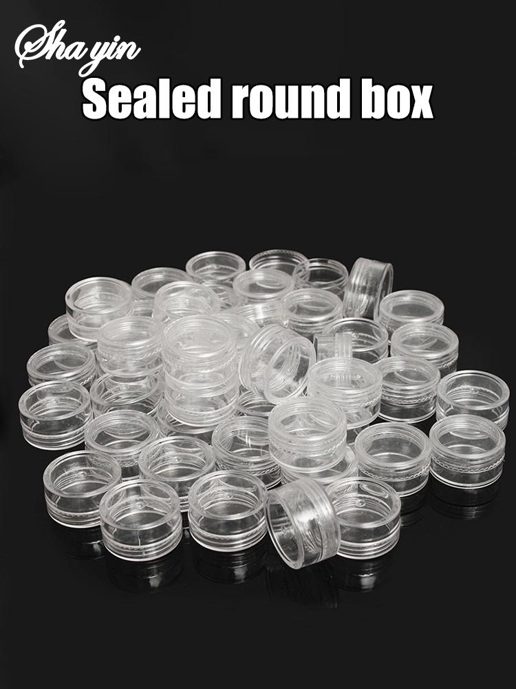 50PCS Transparent Sealed Circular Plastic Small Box Jewelry Packaging Accessory Storage Nail Art Storage Box for Organizing