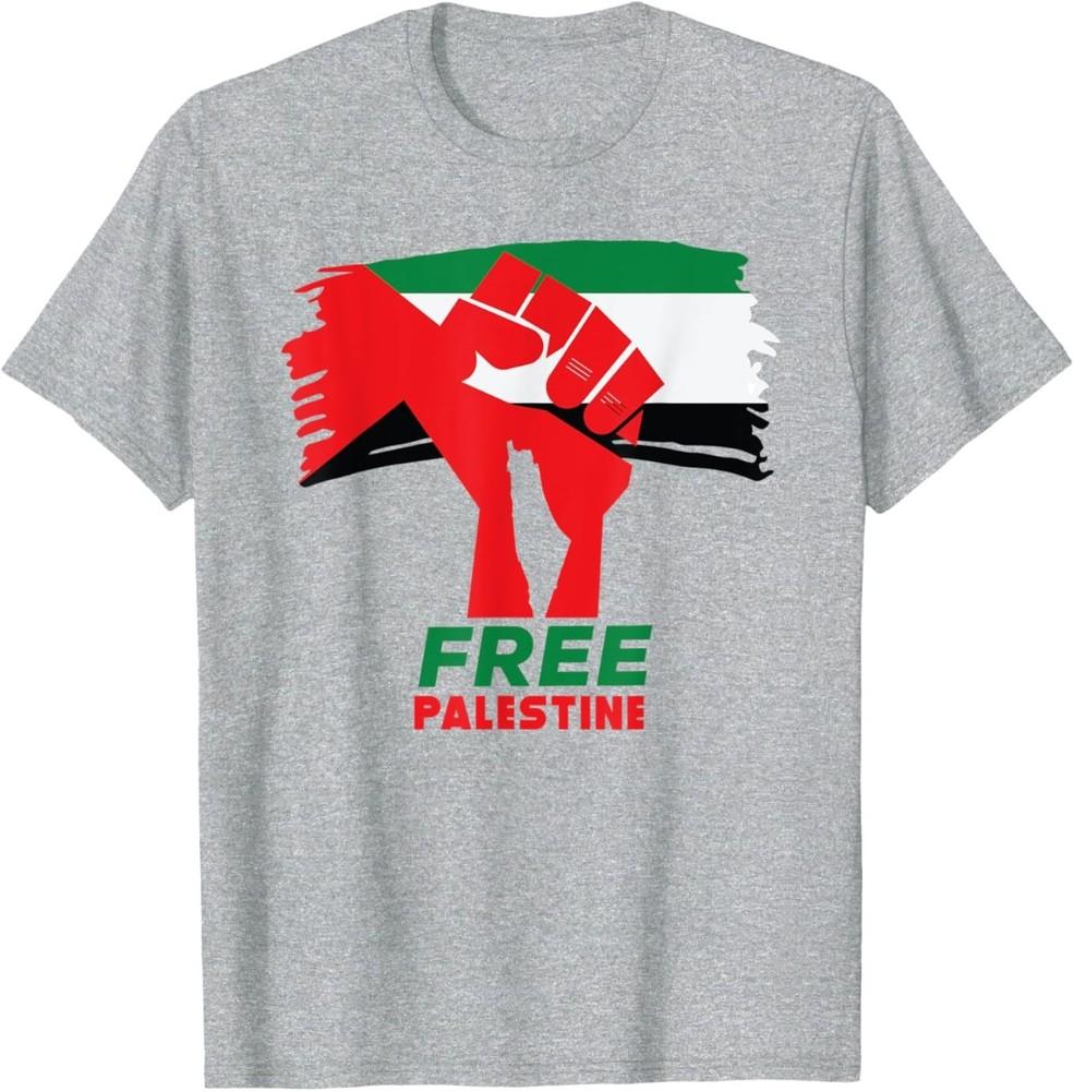 Palestine Flag and Fist Free Palestine Unisex T-Shirt XXXXL