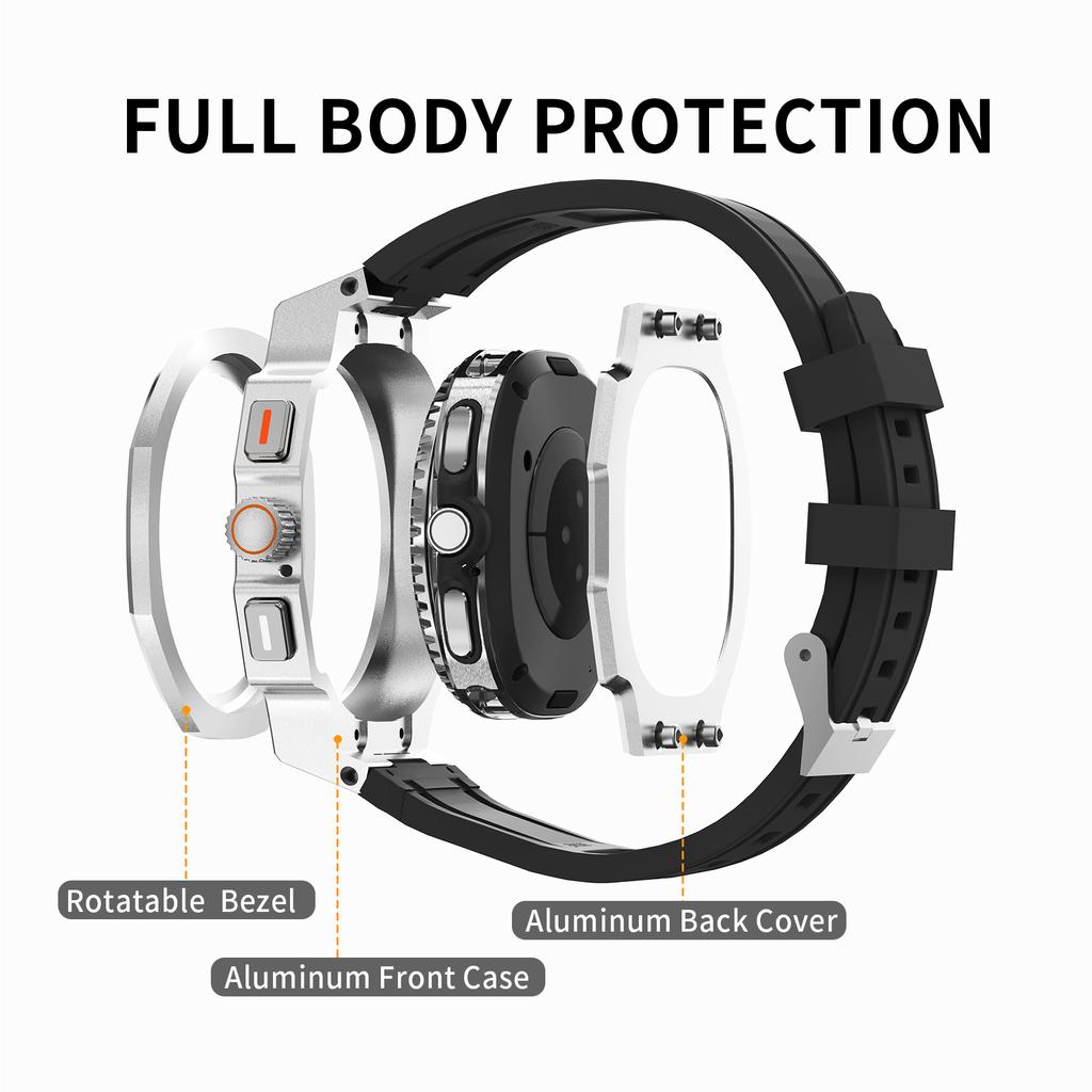 Zestaw Luksusowej Modyfikacji Do Samsung Watch 8 40mm 44mm Metalowa Koperta+Gumowy Pasek Do Watch 8 Classic 46mm Zestaw do Przeróbki Akcesoria