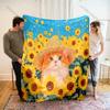 1PC Dreamy Sunflower Cat Print Adult Children Warm Blankets Home Travel Car Soft and Comfortable Suitable for all seasons