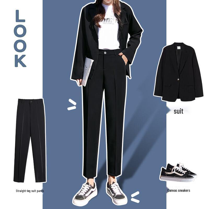 LANGSHA Women's High-Waist Loose Cropped Casual Pants