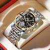 POEDAGAR Automatic Mechanical Watch Men Tourbillon Skeleton Wristwatch Calendar Week Display Leather Strap