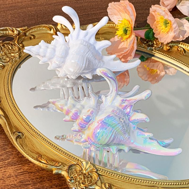 2PCS Large Conch Hair Claw Clip For Women Stylish Acrylic Marine Theme Design Secure Holder Hair Clamp Hair Accessory