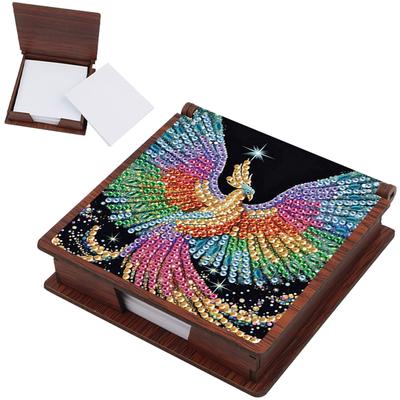 Drewniana Pudełko do Przechowywania Papierków Memo DIY Diamond Art ze 160 Papierkami Pudełko na Notatki Diamond Painting do Domu, Biura i Artykułów Szkolnych