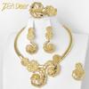 Luxury Middle Eastern Gold and Silver Jewelry Set: Necklace, Bracelet, Earrings, and Ring. Gold-Plated, High-End Bridal Collection.