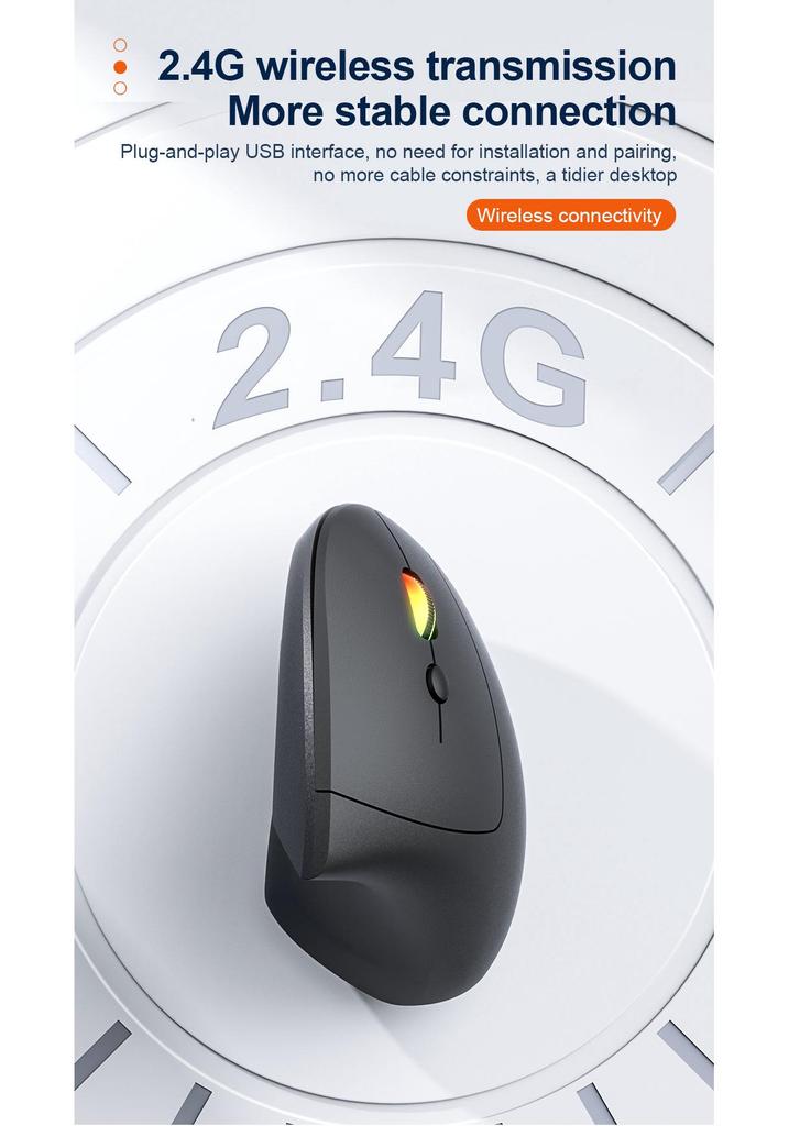 In Stock Bluetooth Dual Mode Right-Hand Vertical Ergonomic Wireless Mouse, Silent & Rechargeable - Fifth Generation
