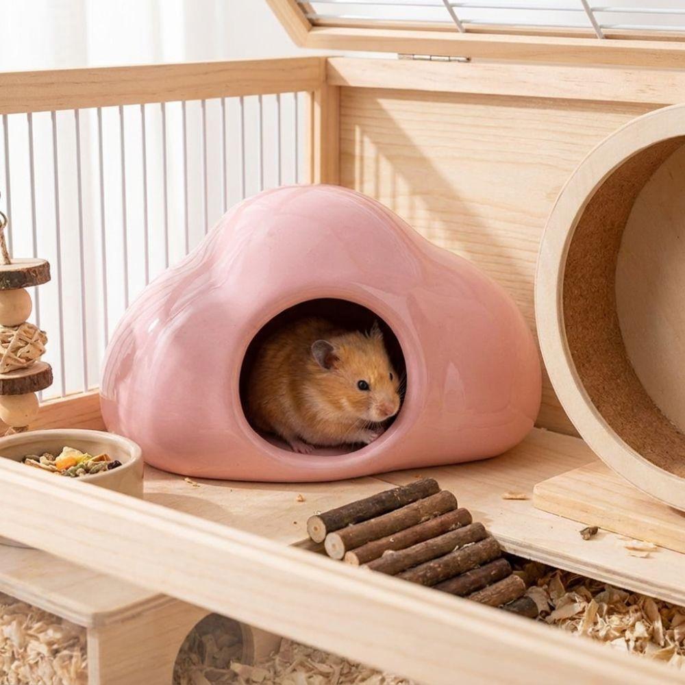 Non-Slip Ceramic Hamster Nest Smooth Surface Hamster Cooling House  Summer Cooling