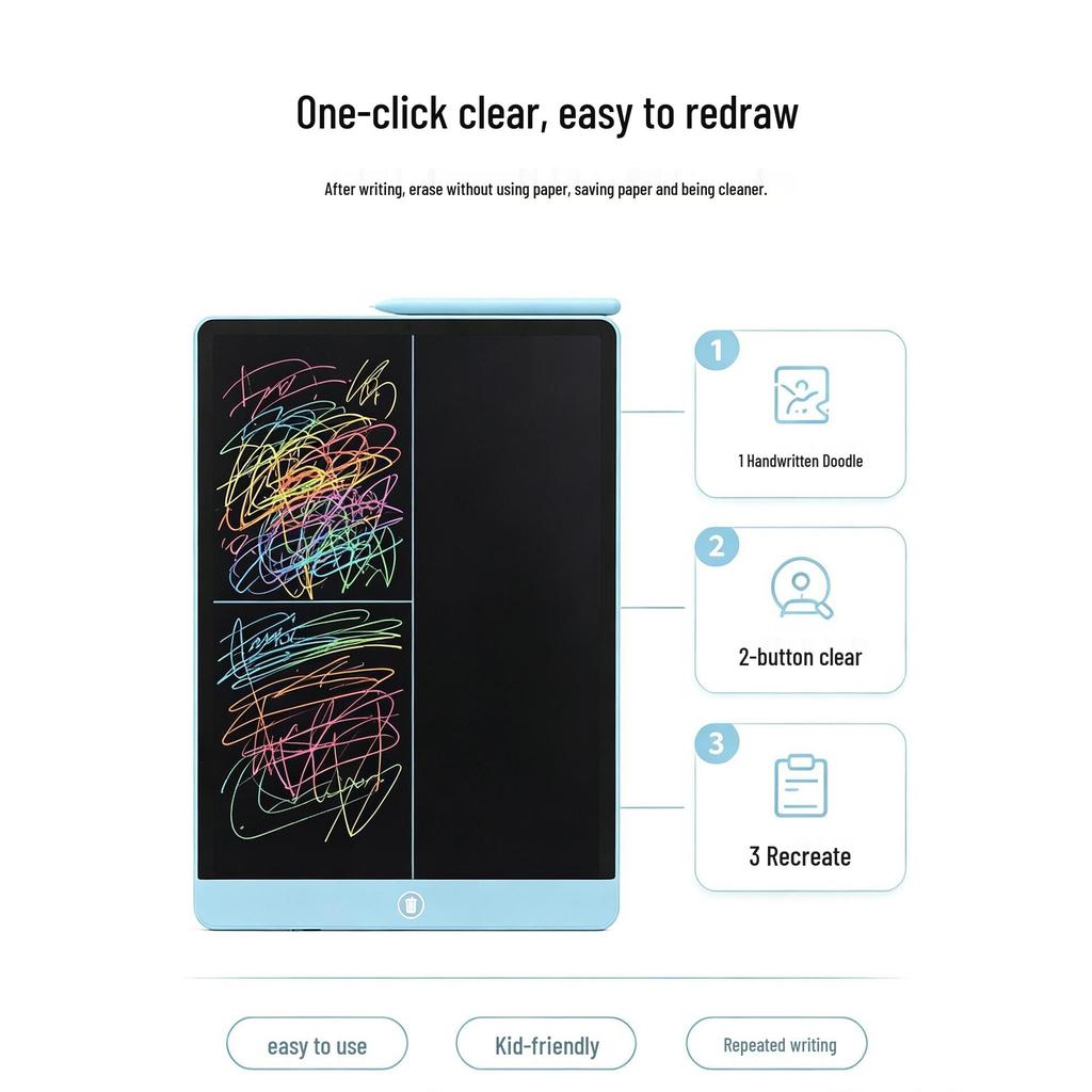Children's LCD Writing Board - Eye-Friendly, No Blue Light, One-Key Clear, Available in 6.5”, 8.5”, 10”, 12”, 16” Sizes.