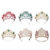 Elegant Crystal Crowns Comb for Women Princess Stylish Crystal Crowns Efficient Tiaras with Colorful Stone and Comb