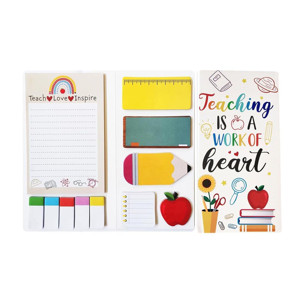 Teaching Is A Work Of Heart Sticky Notes Set Blackboard Self-Stick Note Pads Teacher Appreciation Gift Writing Memo Pads School Supplies