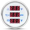 AD 52mm 3 in 1 Auto Gauge Water Temperature Oil Pressure Voltage With Alarm 1/8NPT Oil Press Water Temp Sensor For Car 12V 24V