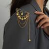 Iron Heart Brooch Pin Heart Shape Pendant Multi-Function Pin Fashion Chain Tassel Badge  Daily