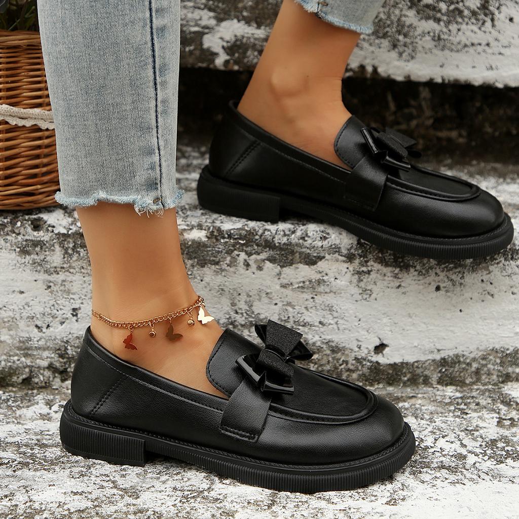 Fashion Bowknot Slip On Loafers for Women 2025 Summer Solid Color Patent Leather Shoes Woman Comfort Soft Sole Platform Loafers