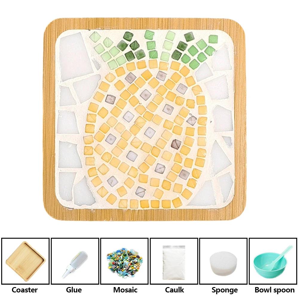 Heat-resistant Cup Mat Fruit/Animals Mosaic Coasters Handmade DIY Bamboo Mica Pad Creation Handicraft