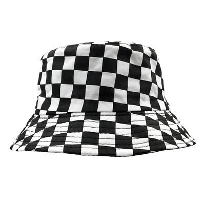 Popular Black and White Plaid Bucket Hat Men and Women Street Versatile Sun Hat Foldable Spring and Summer Basin Hat