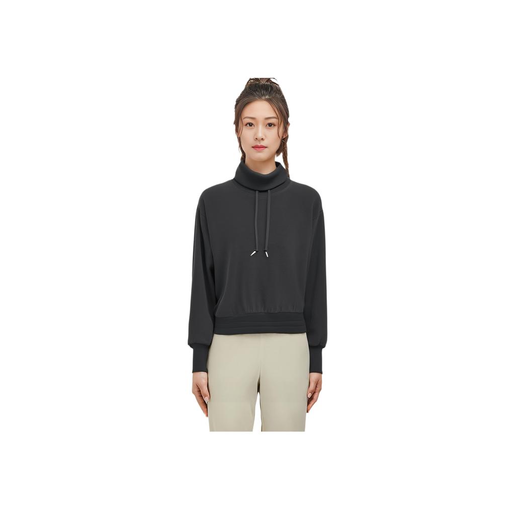 Skechers Comfortable Soft Stand Collar Long Sleeve Sweatshirt Women Tops Black P424W067-0018