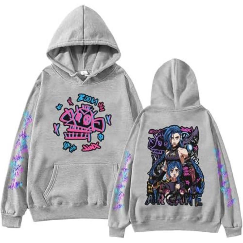 ElegancwCLOW Anime Arcane-Jinx Hoodie Harajuku Hip Hop Pullo Hoodies & Sweatshirts Damen