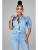 New Style Women's Denim Puff Sleeve Short Jacket
