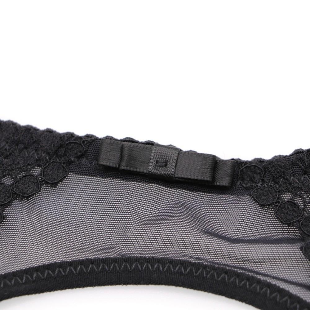 Romantic Floral Lace Garter Belt Adjustable Straps Transparent Underwear Suspender Belt Bow Garters for Stockings Intimate Wear