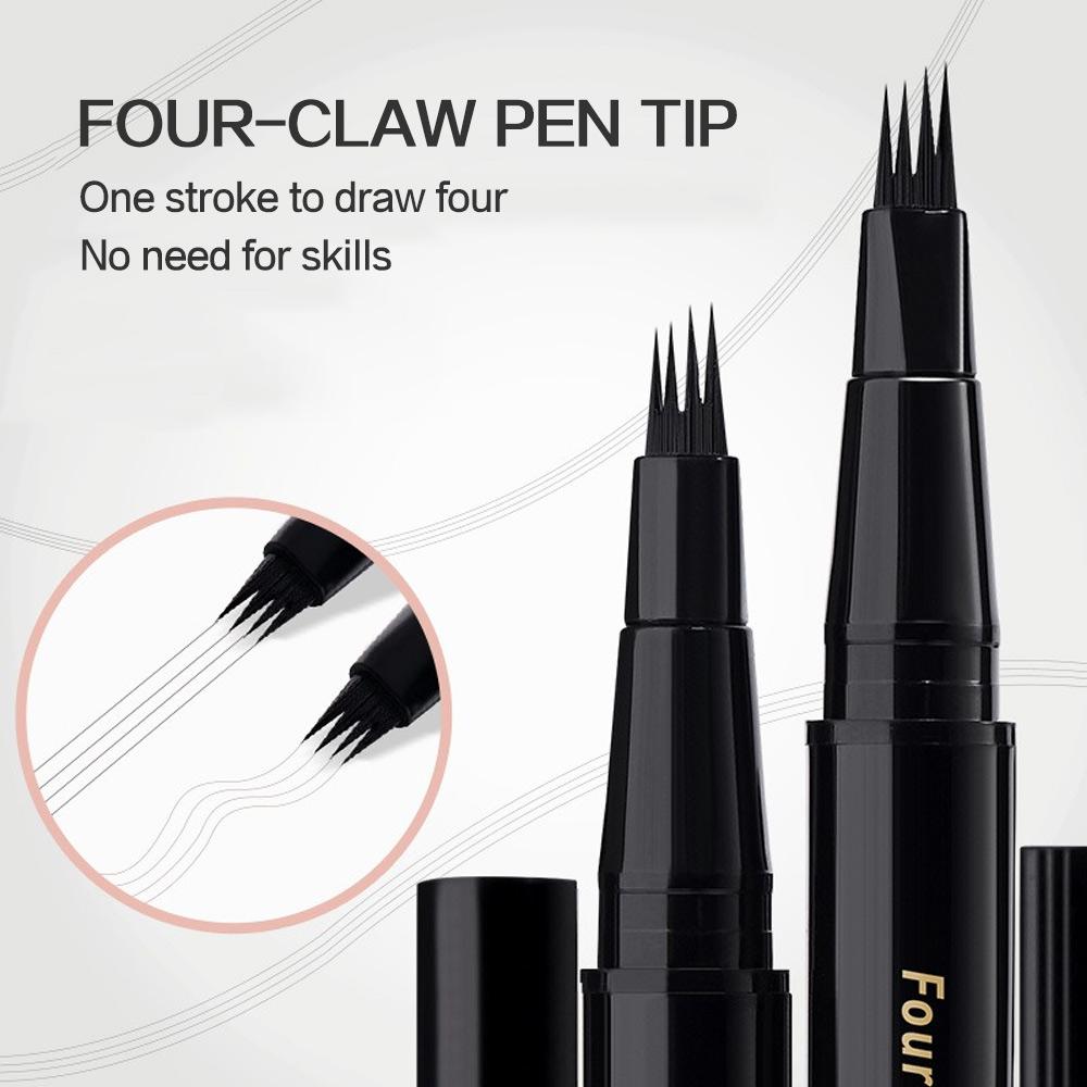 GECOMO Cienki i gładki pisak do brwi z czterema końcówkami Długotrwały Naturalny Dziki Wodoodporny Dolna rzęsa Kobieta