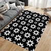Black and White Geometric Star Pattern Carpet for Living Room Decor Suitable for use as an anti-slip for living room bedroom sofas