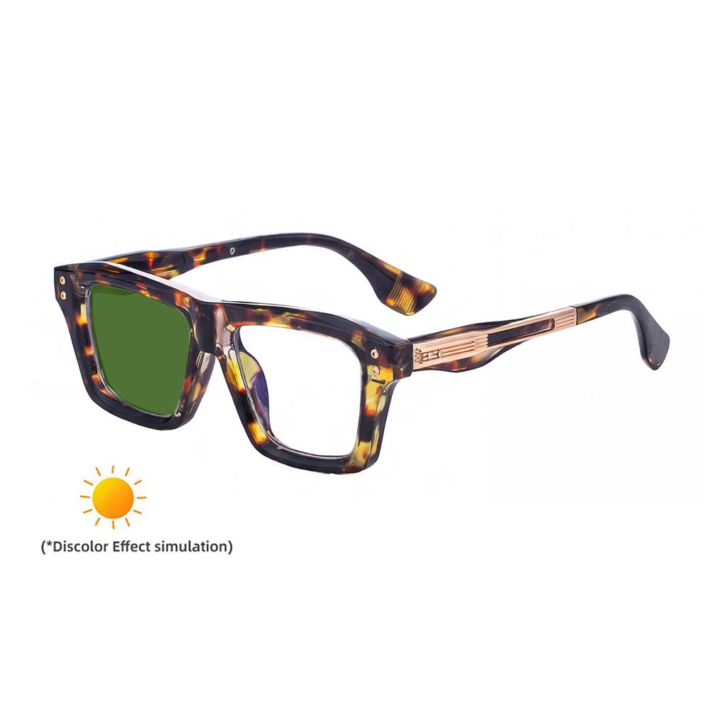 New European and American fashion box color-changing sunglasses men's retro personalized outdoor driving sunglasses men