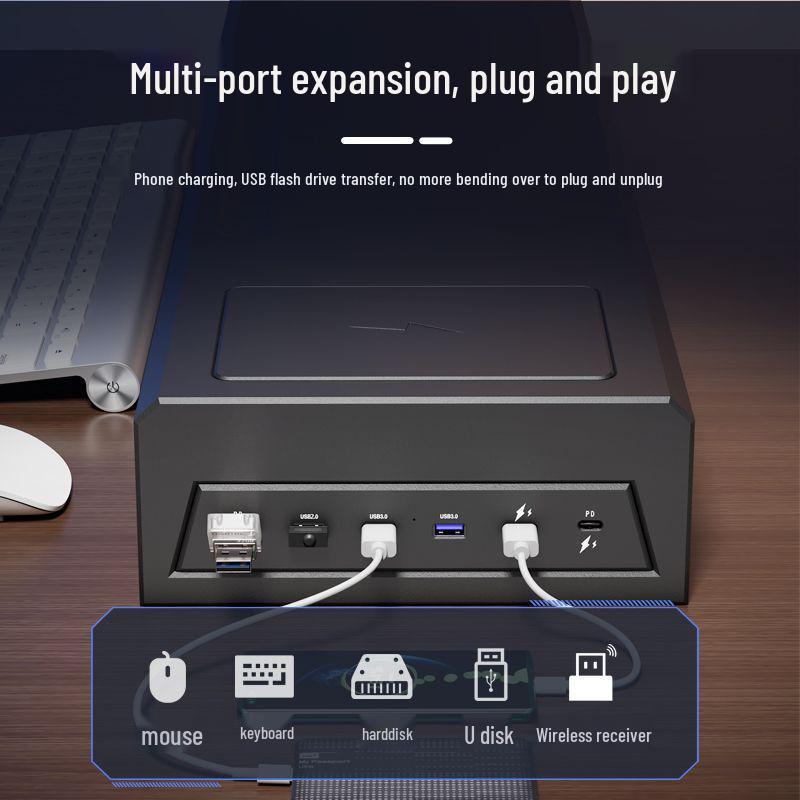 Multifunctional USB Monitor Riser Stand & Desktop Organizer