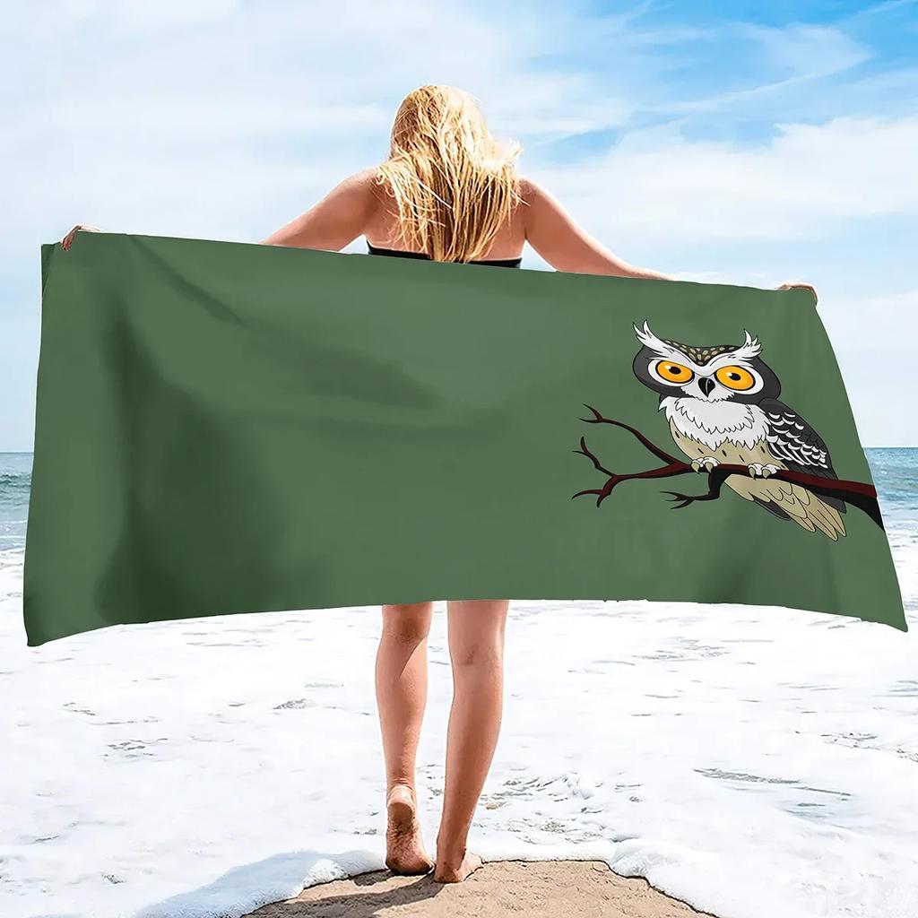 Owl Beach Towels Funny Cool Camo Owl Soft Pool Towel Quick Dry and Sandproof Beach Towel for Bathroom Yoga Gym Decorative Towels