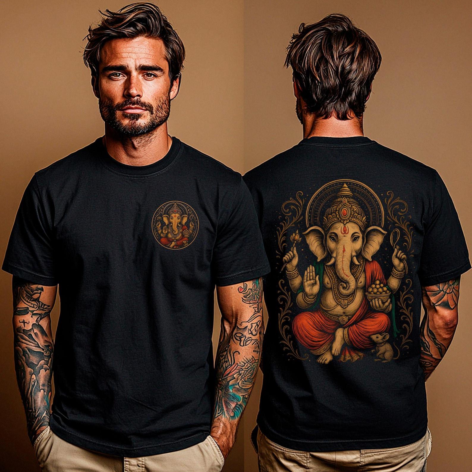 Ganesha Shirt: Hindu Elephant God Tee, Ganesh Blessing T-Shirt, Yoga Spiritual Apparel, Boho Mystic Top L