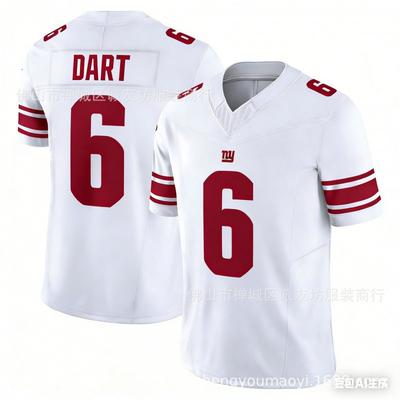 3rd Gen Embroidered Football Jersey Giants 6 White Dart Mens Sports Shirt
