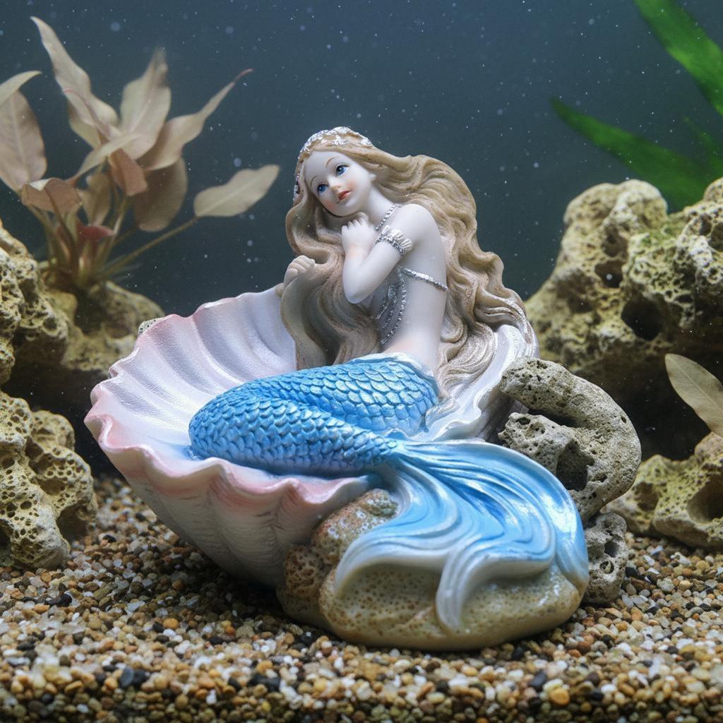 Aquatic Fishbowl Mermaid Decor Realistic Design Resin Mermaid Figurine for Aquatic Habitat Hobbyists, Desktop