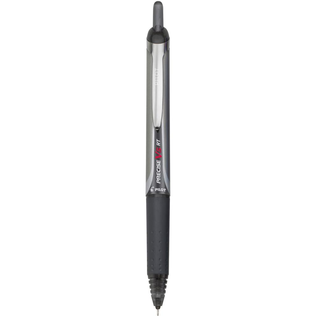 PILOT V5 RT Retractable Liquid Ink Ballpoint Extra Fine Black 6 Pens Refillable, Pen, (0.5mm), Ink, (13613)