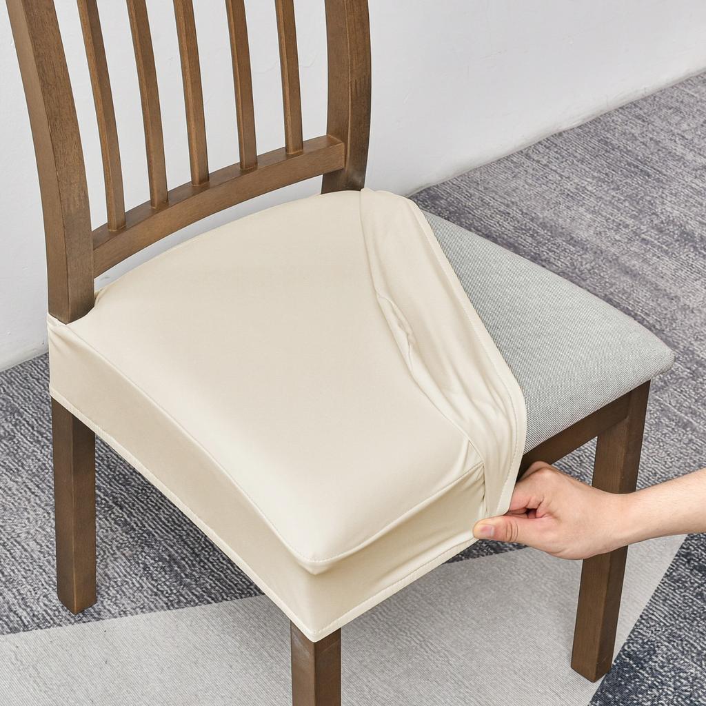 2 Pcs Open Leather Cushion Cover PU Waterproof Chair Cover Chair Seat Cover Double Elastic Dining Chair Cover