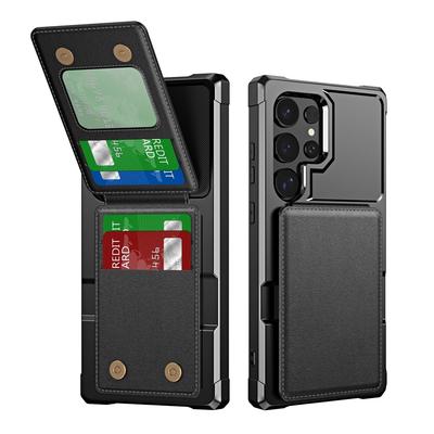 Voor Samsung Galaxy S25 S24 S23 S22 S21 S20 Ultra S10 Plus FE S10e Hoes Luxe PU Leer Kaarthouder Hoge Kwaliteit Zachte TPU Schokbestendig Standaard Achterkant