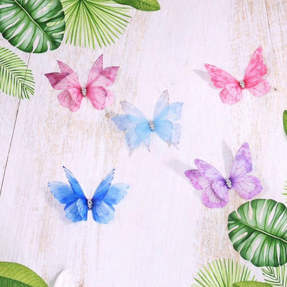 50Pcs 3D Organza Fabric Butterfly Appliques Clothes Sewing Patch  Bridal Hair Accessories