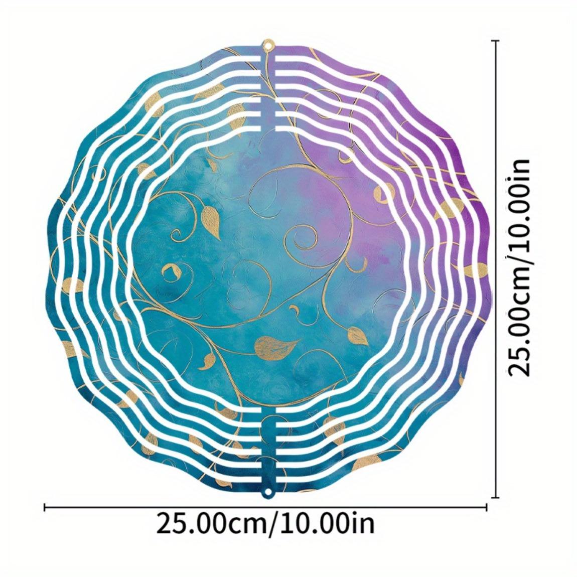 

Яркий сине-фиолетовый градиентный металлический ветряк с золотистыми акцентами и мотивами листьев. Идеально подходит для декора сада, патио, газона. Всесезонный подарок для улицы. 01A