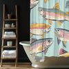 1pc Vibrant Trout Fish Shower Curtain, Mid-Century Modern Style, Light Teal Background with Colorful Fish Design