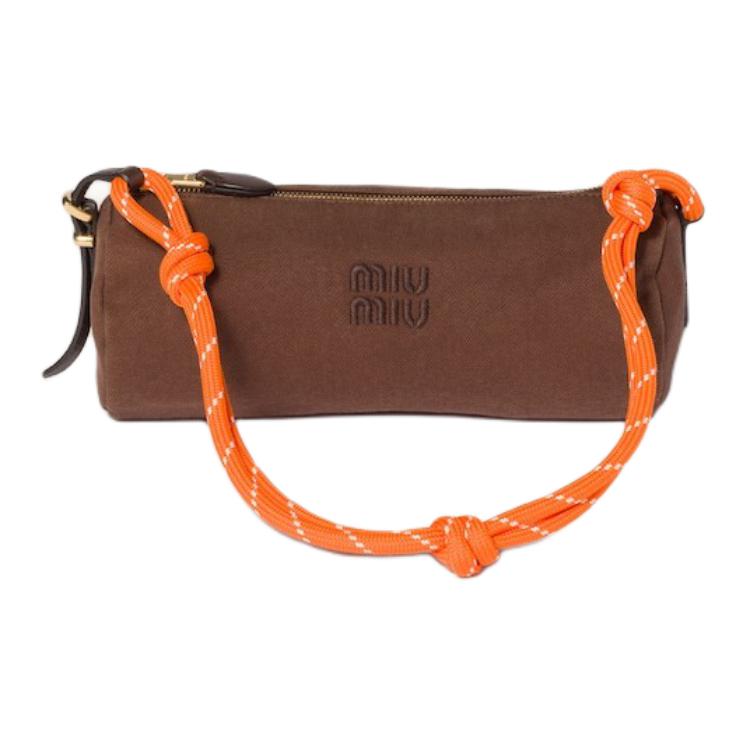 

Miu Miu Letter Embroidery Fabric Tote Bag Small Women handbags Cocoa-Brown Orange 5NE853_2IA7_F0Q1K Basic Set (Bag+Dust Bag)