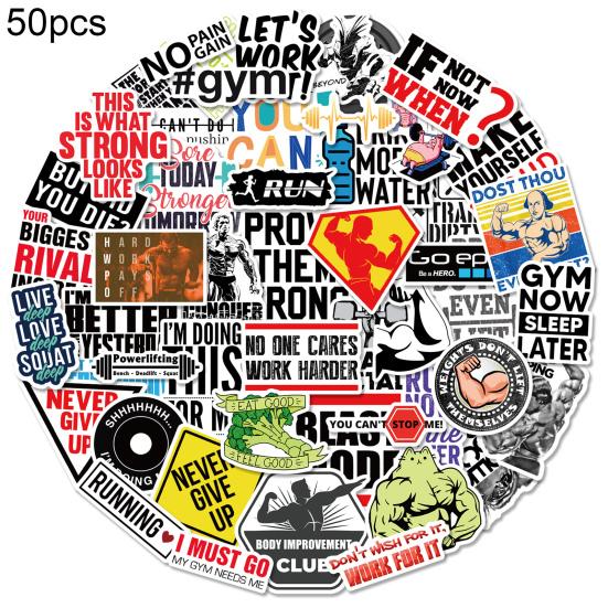 50Pcs/Bag Motivational Stickers Adorable Appearance Ornamental Anti-fade Convenient Inspirational Cup Vinyl Stickers Gym Decor