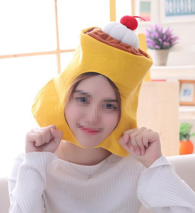 [DOKiDOKi] Pudding Sweets Hat Headgear Cosplay Transformation Headgear Halloween Costume for Party, Drinking Party, Year-End Party, Halloween Event