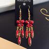 Vintage court gem set earrings long temperament bohemian earrings niche earrings women