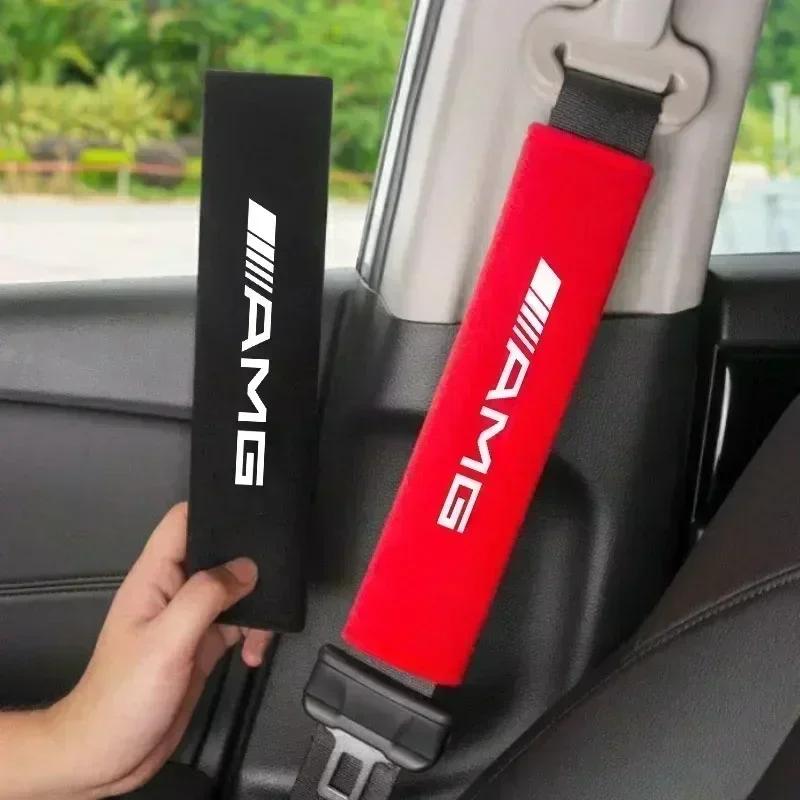 WUGL8 2Pcs Seat Belt Cover Car Styling Cotton Safety Shoulder Protector For Mercedes Benz AMG GLE GLS CLS GLC CLA GLA Auto Accessories
